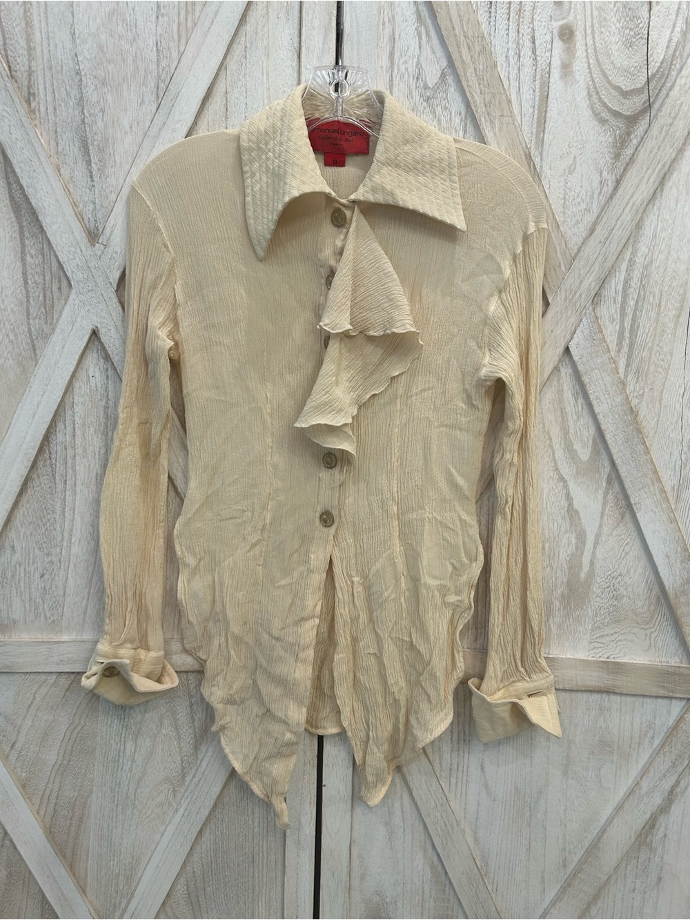 Emanuel Ungaro Cream Ruffled Lightweight Shirt